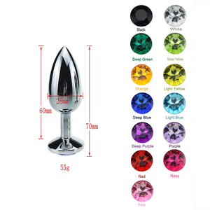 Colorful 1pcs  Stainless Steel Metal Anal Plug Booty Beads Crystal Jewelry Butt Plug For Women Man